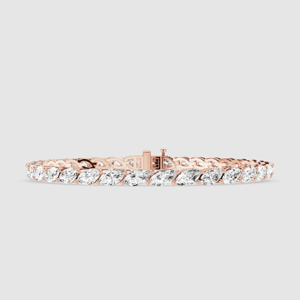 Slanting Marquise Lab Grown Diamond Tennis Bracelet - Image 10