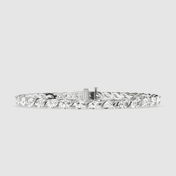 Slanting Marquise Lab Grown Diamond Tennis Bracelet - Image 6