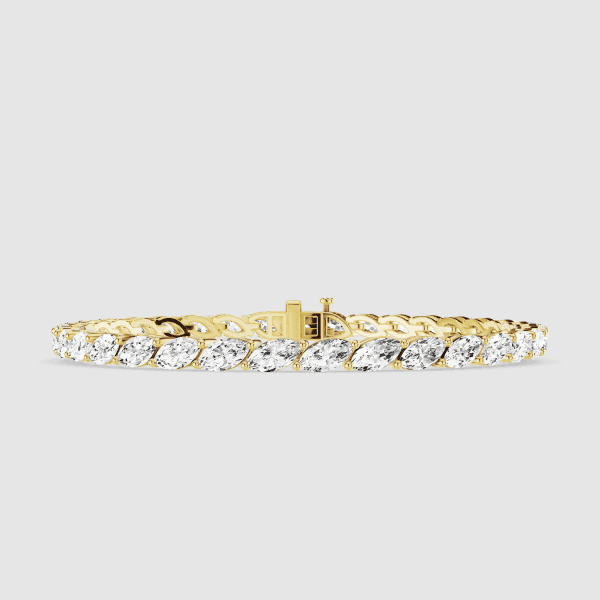 Slanting Marquise Lab Grown Diamond Tennis Bracelet - Image 8